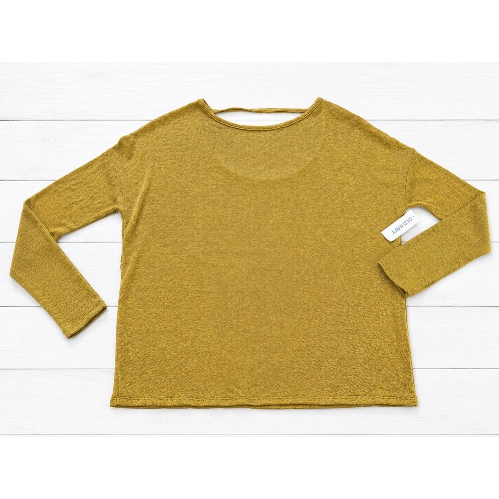 Old Navy Womens Small Mustard Yellow Strappy Back Long Sleeve Knit Top NWT
